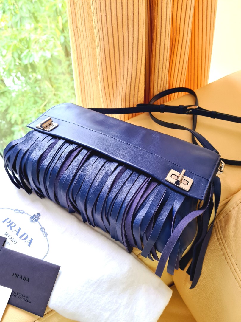 prada blue sling bag