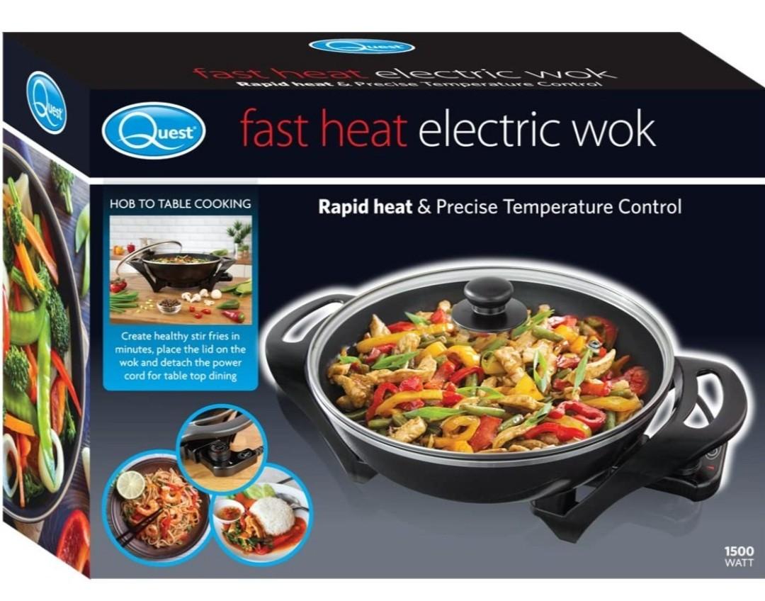 Quest 35870 Electric NonStick Wok with Lid Rapid Heating with