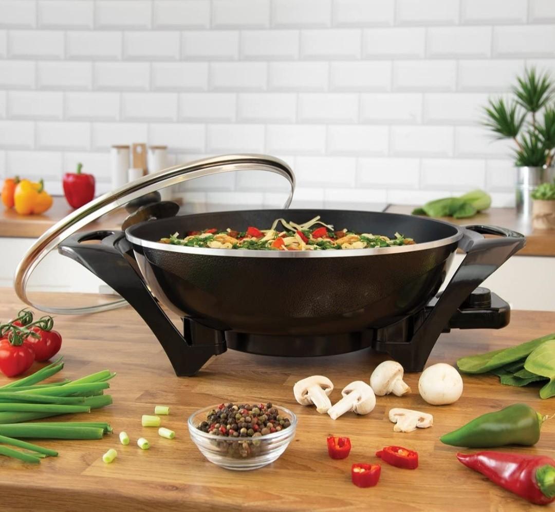 Quest 35870 Electric NonStick Wok with Lid Rapid Heating with