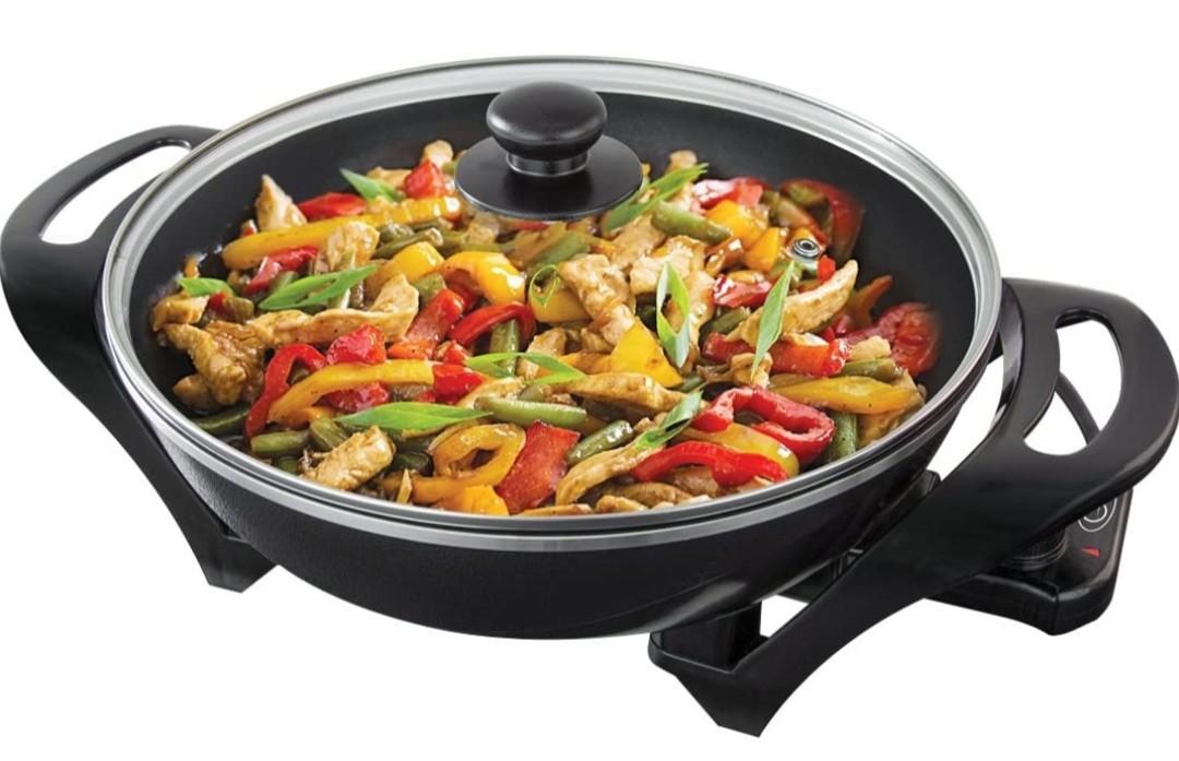 Quest 35870 Electric NonStick Wok with Lid Rapid Heating with