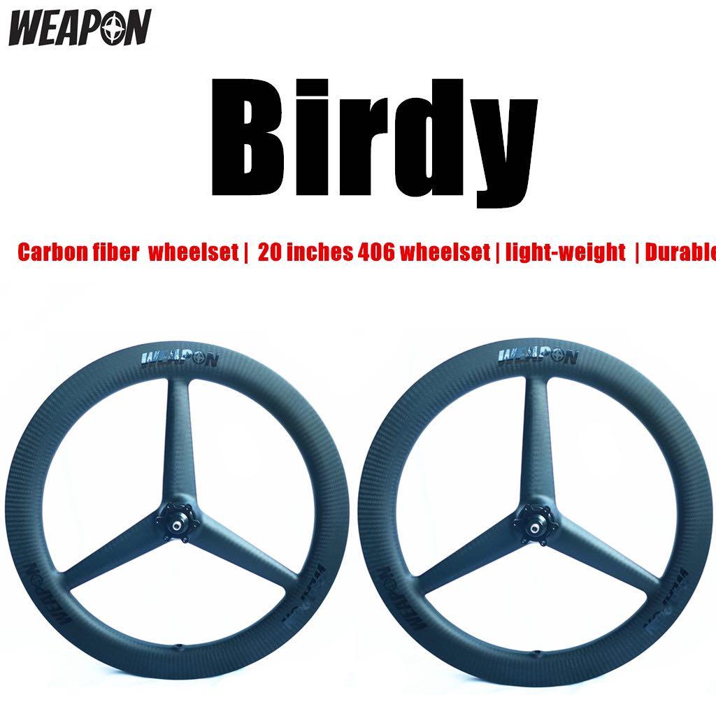 ready stock Birdy carbon wheel set WEAPON 20 inches 9 11 speed compatible light weight 1320g pair impressive design installation available in Singapore grab yours. Sports Equipment Bicycles Parts Bicy...