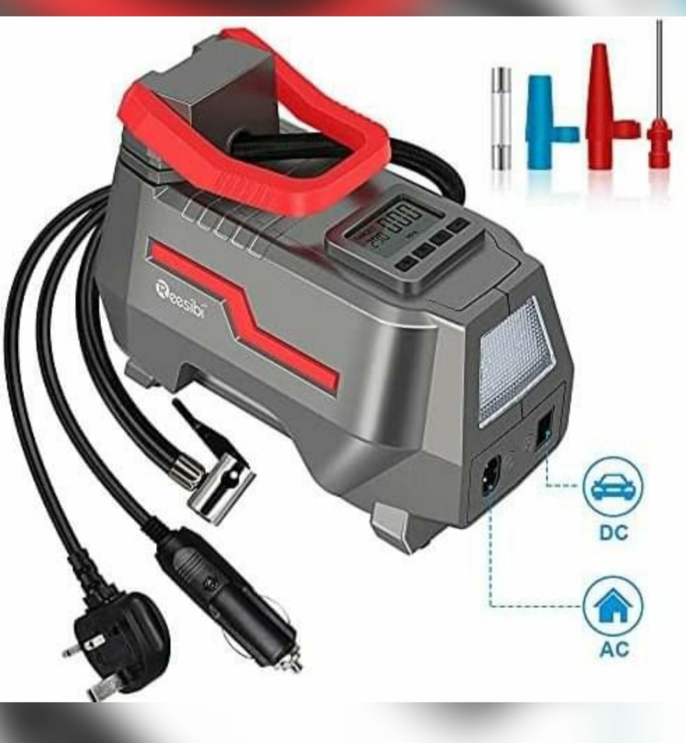 Reesibi 12V 230V Tyre Inflator Air Compressor 150PSI 10.3bar AC/DC Dual
