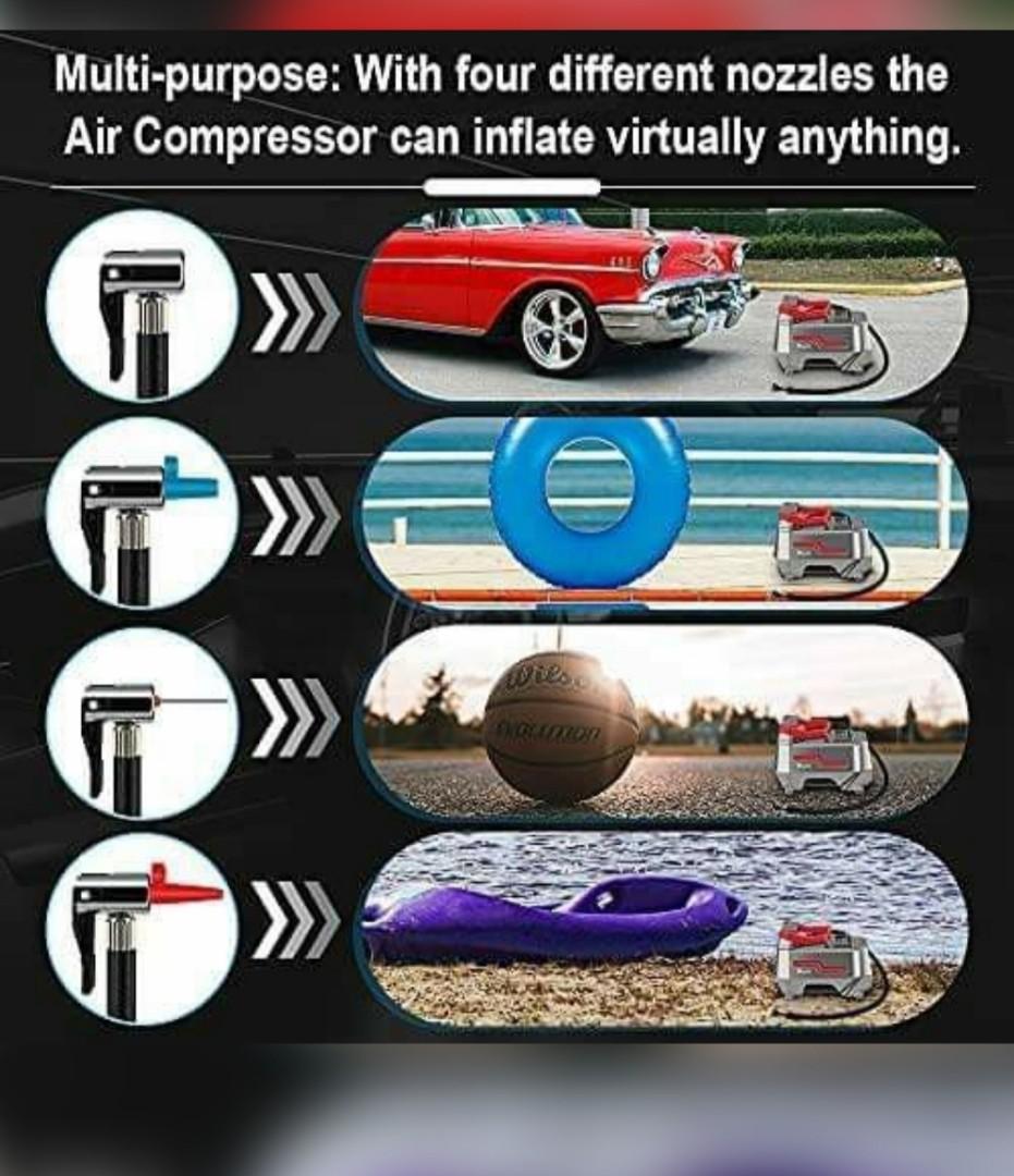 Reesibi 12V 230V Tyre Inflator Air Compressor 150PSI 10.3bar AC/DC Dual