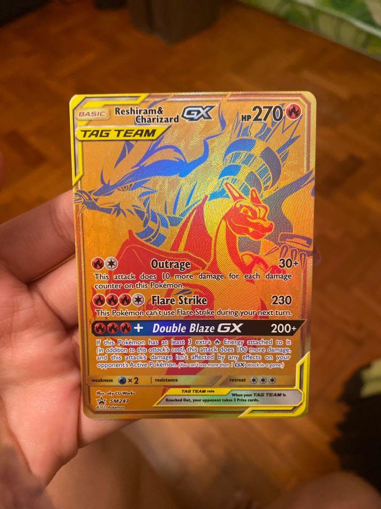 Pokemon Card Gold Reshiram & Charizard GX SM247 Promo, Hobbies