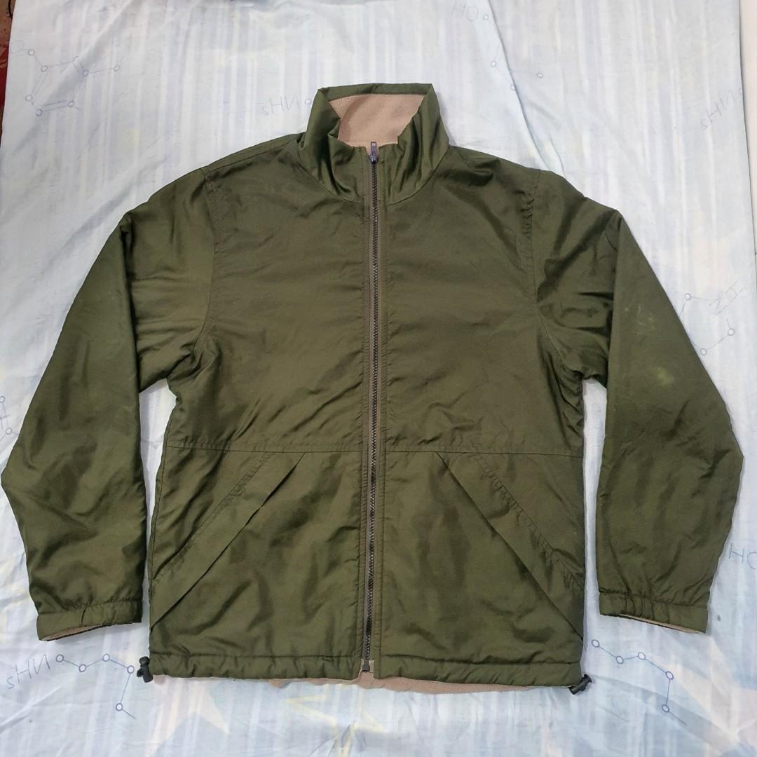 REVERSIBLE BOMBER RIDER JACKET (Category: Coats, Jackets and Outerwear) located in San Pedro. Submitted by mochi_21 (Listing ID 1129518499, Image 1). Description: REVERSIBLE BOMBER RIDER JACKET Army Green/ Fleece Fabric Khaki Color Water Repelant Perfect for Cold/Rainy Days! RFS: Decluttering For Inquiries: 09456222629.