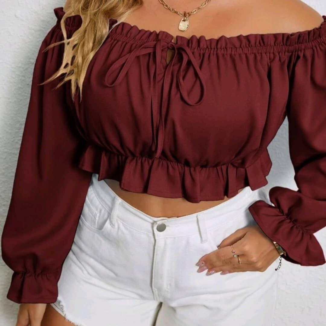 Frill flounce shop sleeve bardot blouse