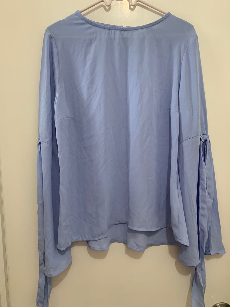 Sky blue office top, Women's Fashion, Tops, Blouses on Carousell