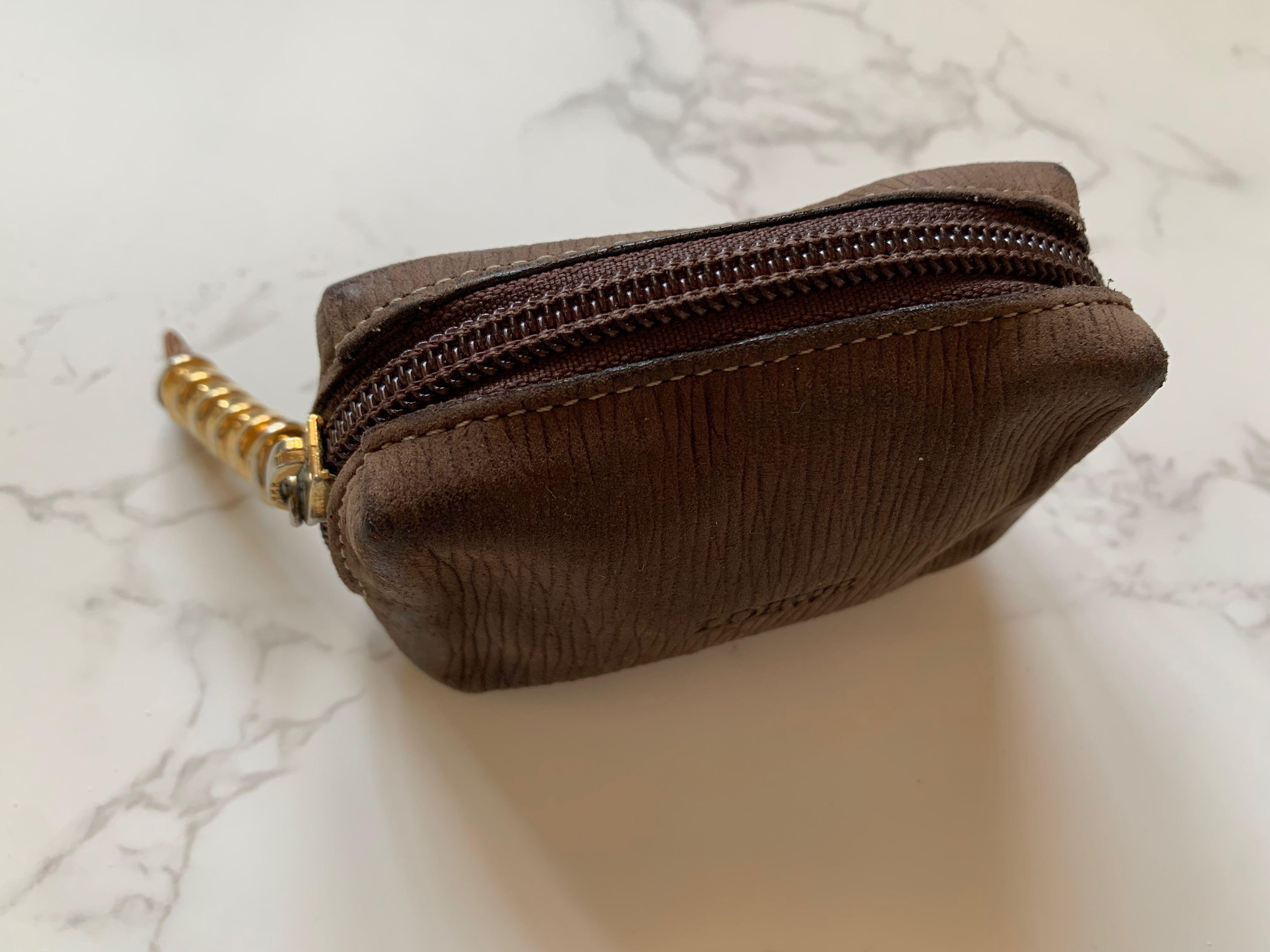 Vintage】Loewe Vintage Leather Unisex Coin Bag Purses 中古蛇骨扣麂