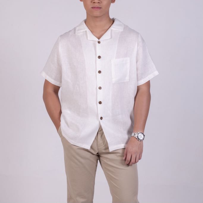 White polo button store down