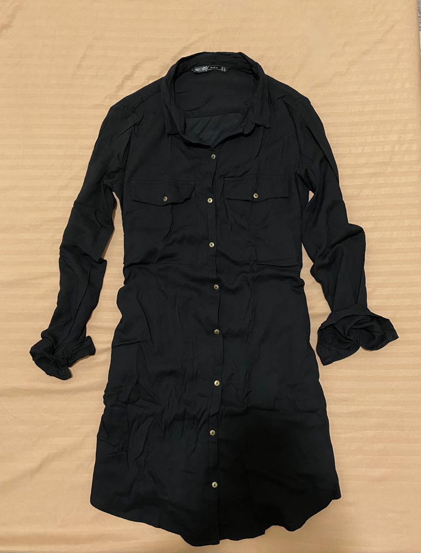 ZARA BLACK BUTTON DOWN DRESS, Women's Fashion, Dresses & Sets, Dresses