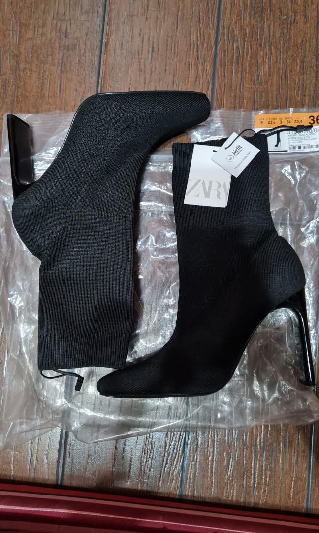 Zara Sock ankle boots, Women's Fashion 