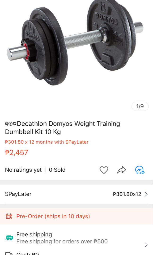 Domyos weight training best sale dumbbell kit 10 kg