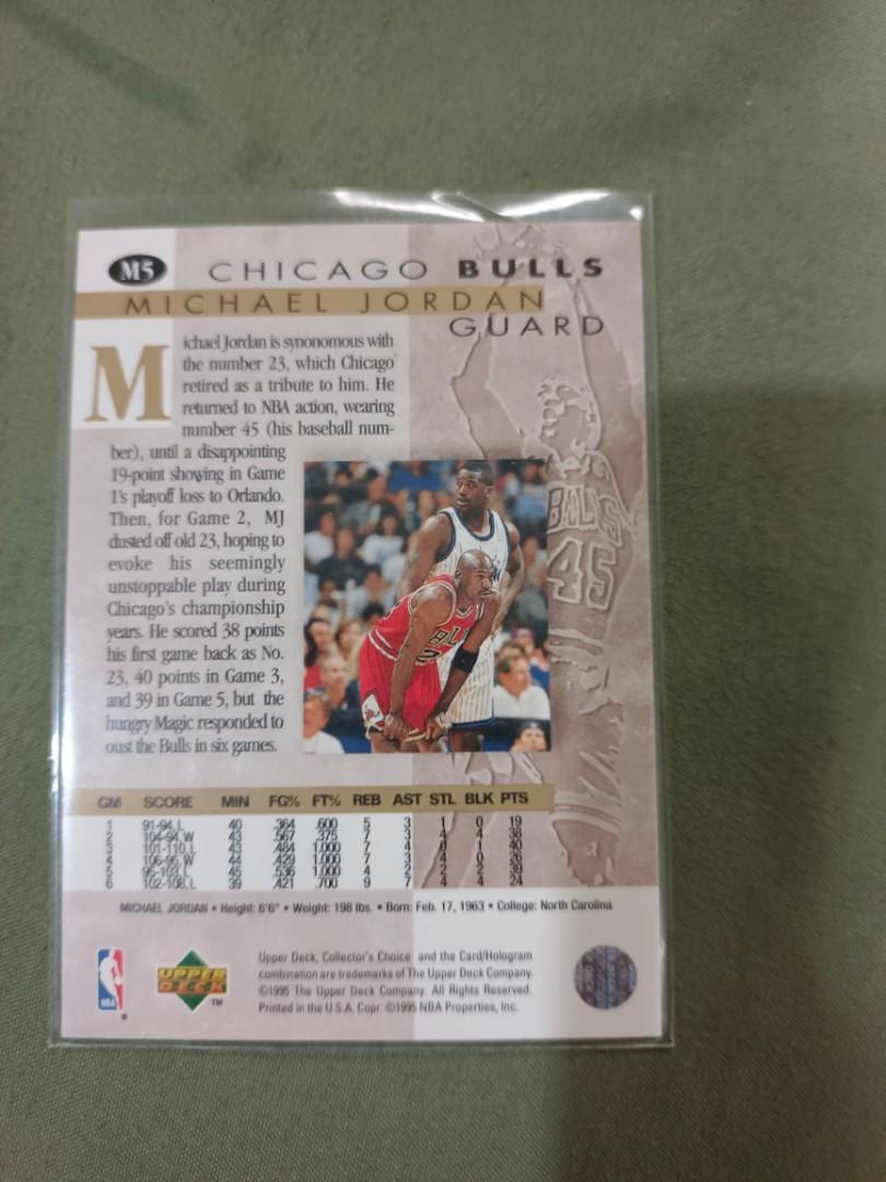 1995-96 Collector's Choice Jordan He's Back #M5 Michael Jordan/Playoffs  versus Orlando/Switch to #23 - NM-MT - Triple Play Sports Cards