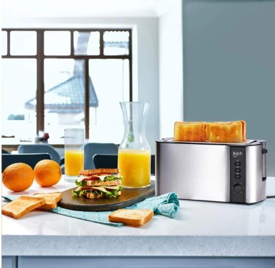 2900) IKICH Toaster 4 Slice, Toaster 2 Long Slot Stainless Steel