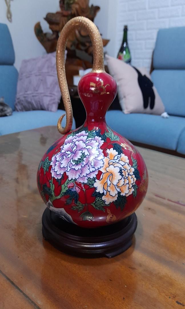 台華窯葫蘆牡丹花葫蘆造型, 家具及居家用品, 居家裝飾, 花瓶園藝