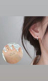 極簡幾何旋轉耳圈 耳環 簡約設計感百搭耳飾 銀耳圈耳骨環