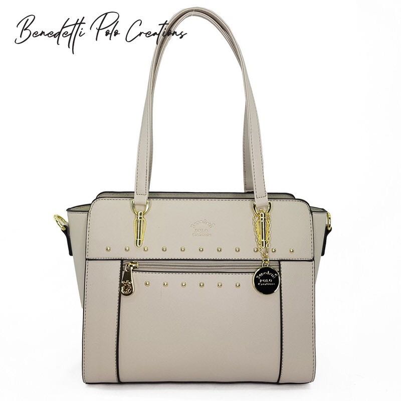 Benedetti Polo Creations Tatum II Studded Tote Handbag Grey