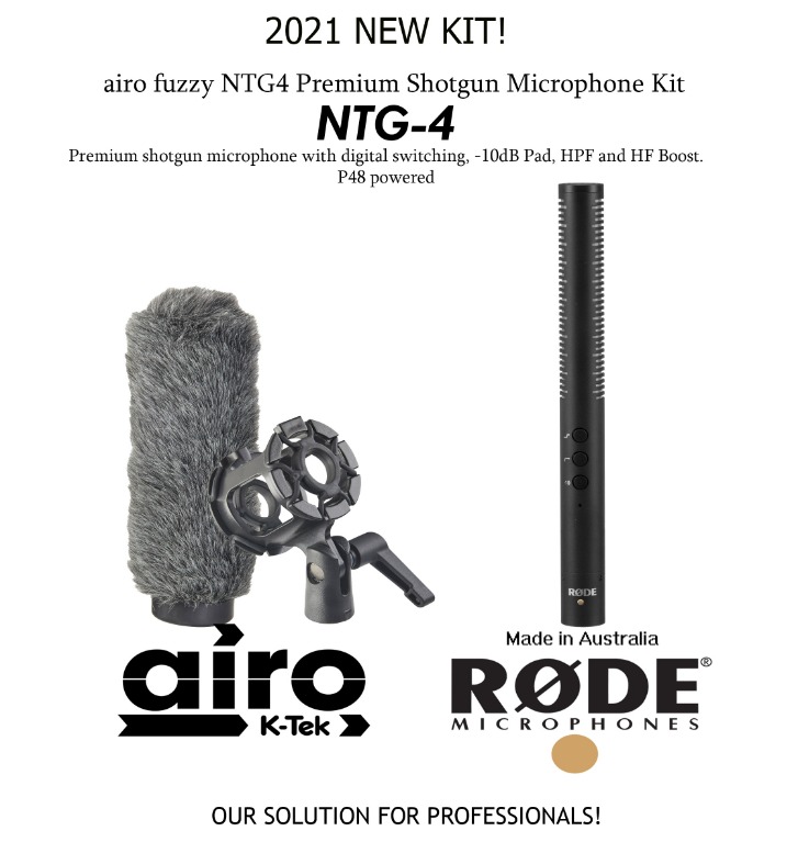 Airo Fuzzy NTG4 Shotgun microphone boom mic kit, Audio, Microphones on