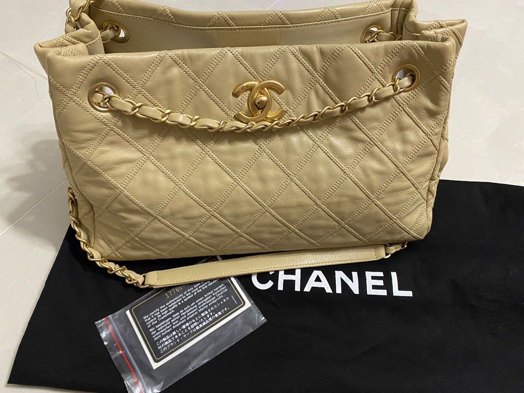 Marked down.. for fast deal. Authentic Chanel Bag in beige. Accordion City  Tote., Luxury, Bags & Wallets on Carousell