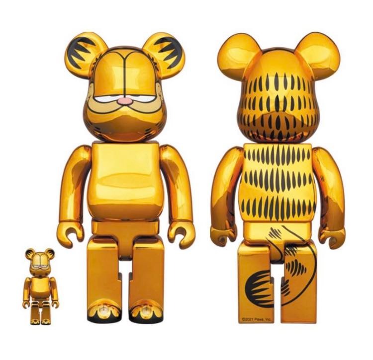 BE@RBRICK Bearbrick GARFIELD GOLD CHROME Ver. 加菲貓400%&100