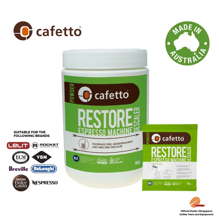 Cafetto RESTORE® Organic Descaler (25g Sachet/500g Jar) Organic and