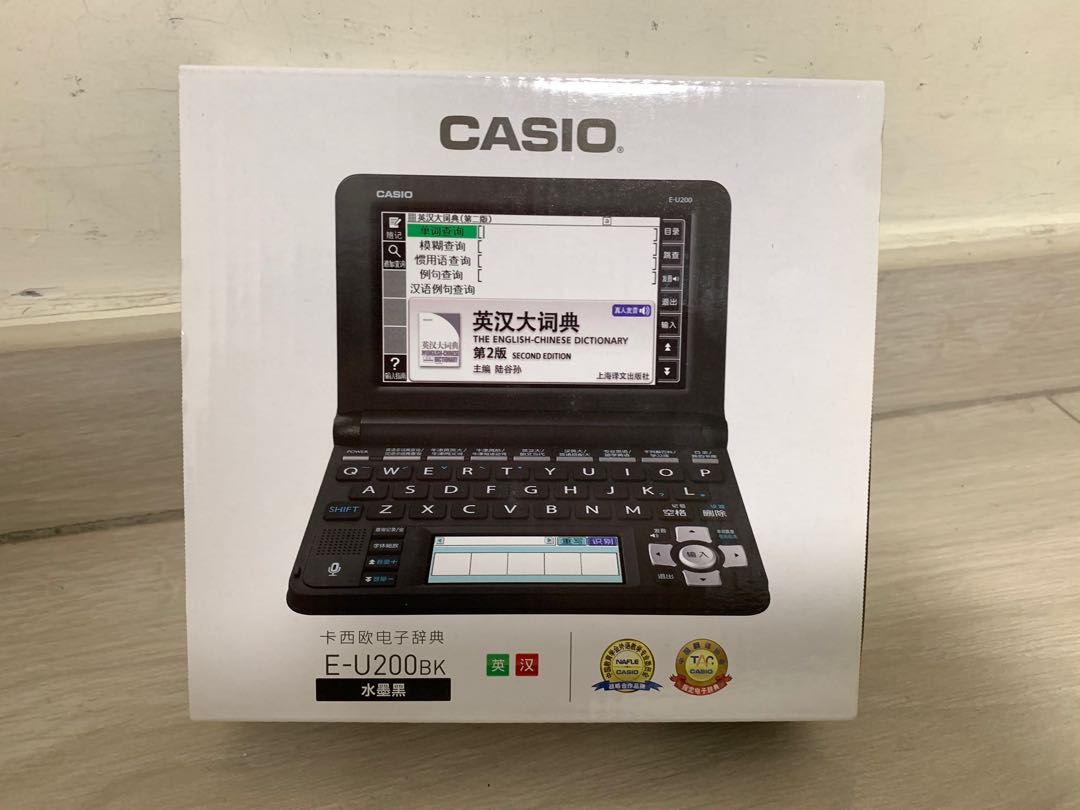 CASIO 電子辭典E-U200 ，有盒，保護套，說明書，配件未使用, 電腦