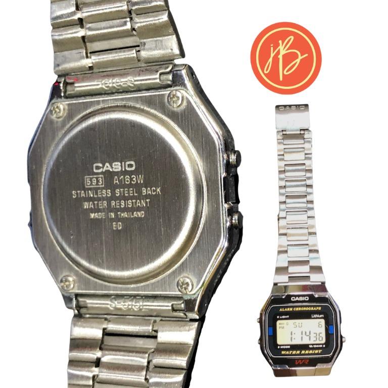 VINTAGE CASIO A163W CLASSIC CASUAL RETRO STAINLESS STEEL WATCH