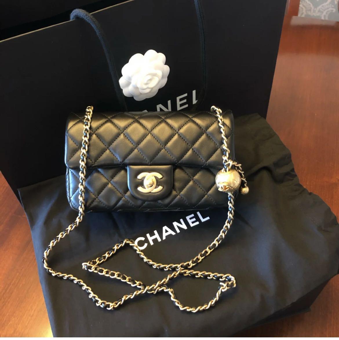 Chanel 22C mini rectangle flap with pearl crush