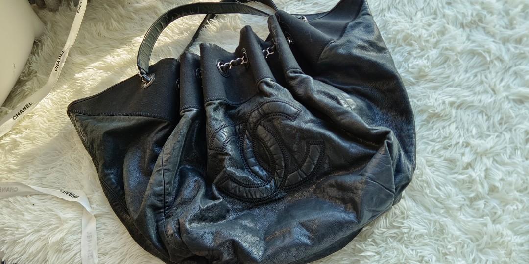🈹Chanel Cabas Stretch Black Large Hobo Bag - tote bag, 名牌, 手袋