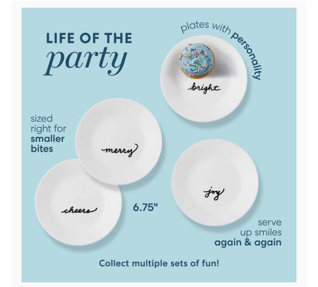 Corelle Set of 8 Christmas Appetizer Plates, Furniture & Home Living