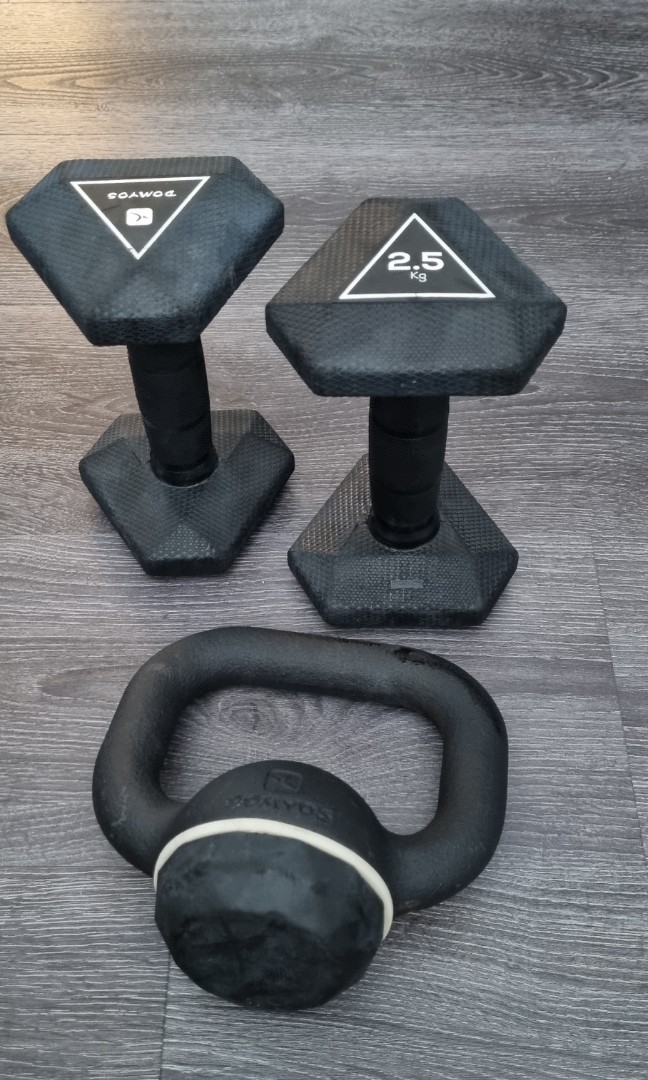 Essential beginners weight set (2.5kg dumbbell pair + 4kg kettlebell