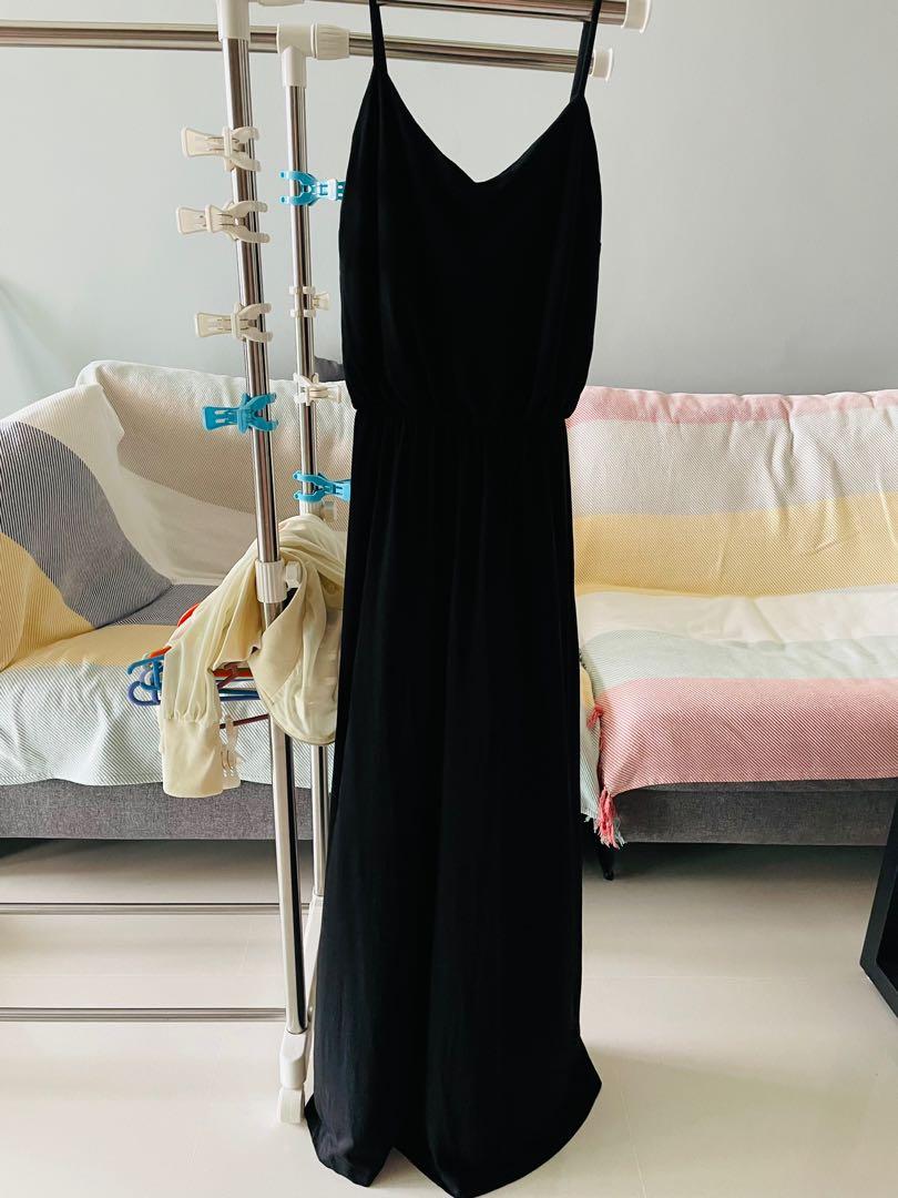 GAP black long dress jersey, Women's Fashion, Dresses & Sets, Dresses on  Carousell