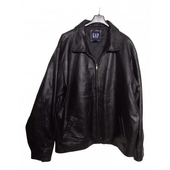 Gap black leather jacket sale