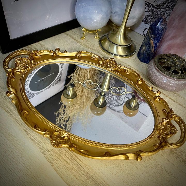 Gold Vanity Mirror Tray, Furniture & Home Living, Home Decor, Vases