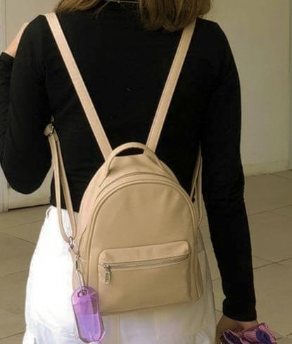beige mini backpack