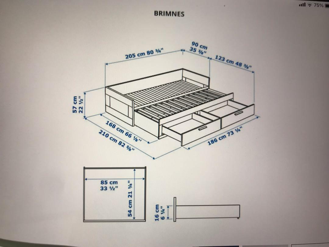 IKEA brimnes storage bed frame with mattress, Furniture & Home Living