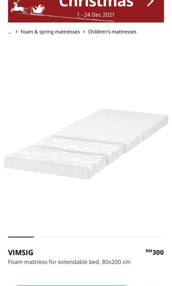 IKEA MINNEN EXTANDABLE BED C/W MATTRESS, Babies & Kids, Baby Nursery & Kids Furniture, Cots