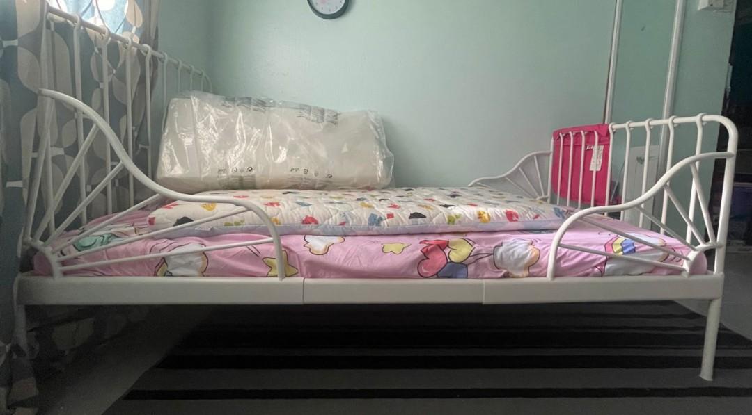 IKEA MINNEN EXTANDABLE BED C/W MATTRESS, Babies & Kids, Baby Nursery & Kids Furniture, Cots