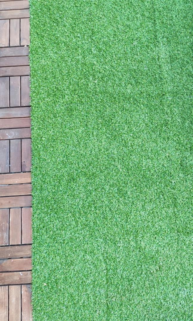 IKEA Runnen outdoor decking tiles artificial grass, Furniture & Home