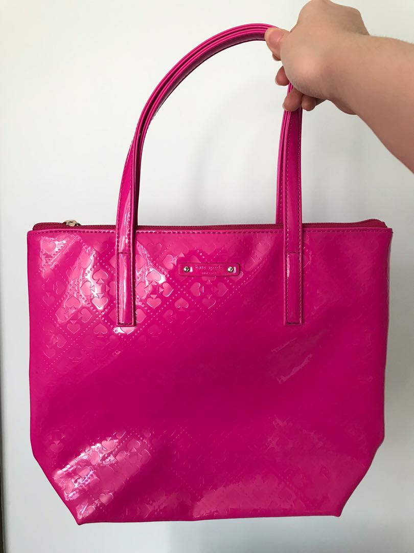 Kate Spade Vinyl Tote Bag in Hot Pink Luxury Bags Wallets on