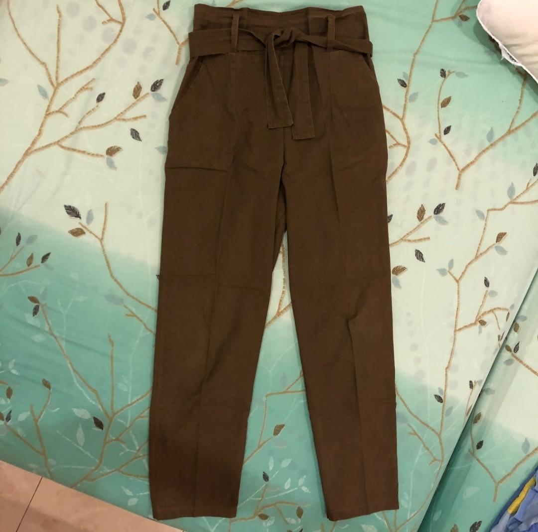 Korean Paperbag Brown Highwaist Pants 