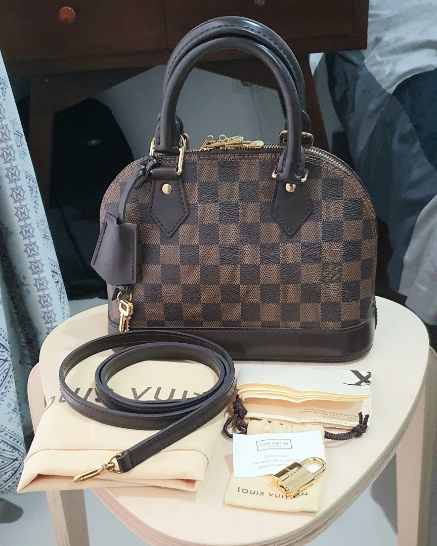 LV ALMA BB MONOGRAM VERNIS (MV) DUNE, Barang Mewah, Tas & Dompet di  Carousell