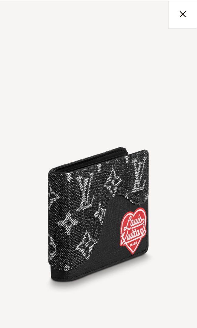 LOUIS VUITTON X NIGO Taurillon Monogram Denim Drip Slender Wallet Black  1228838