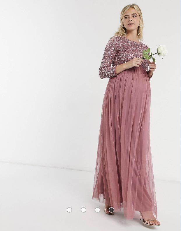 Maya long sleeved maxi dress new arrivals with delicate sequin and tulle skirt