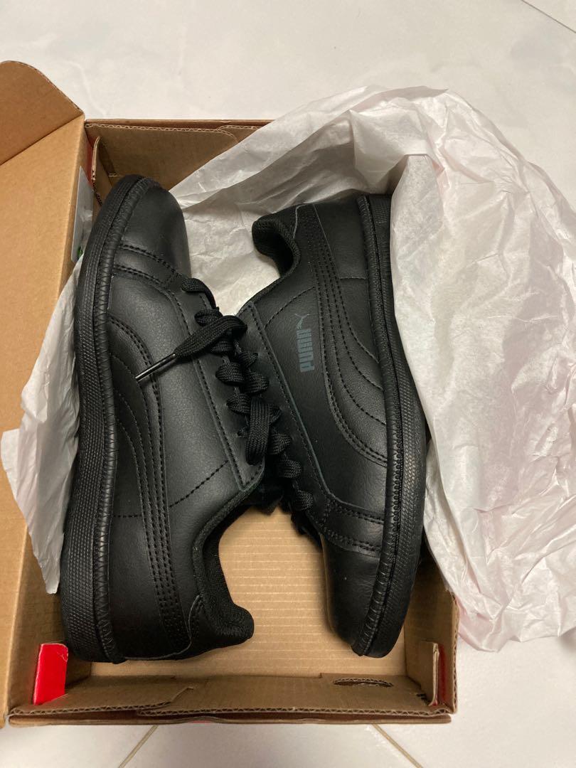 Puma all black leather shoes sales