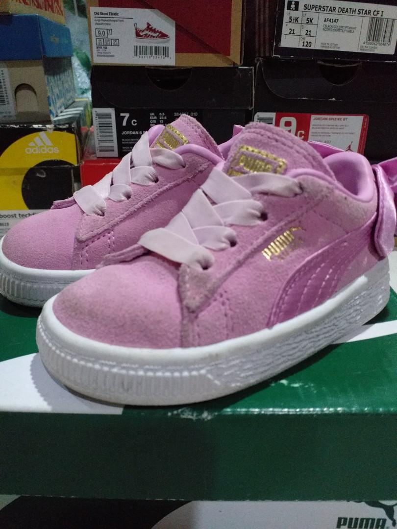Puma Suede kids ribbon bow pink Babies Kids Babies Kids