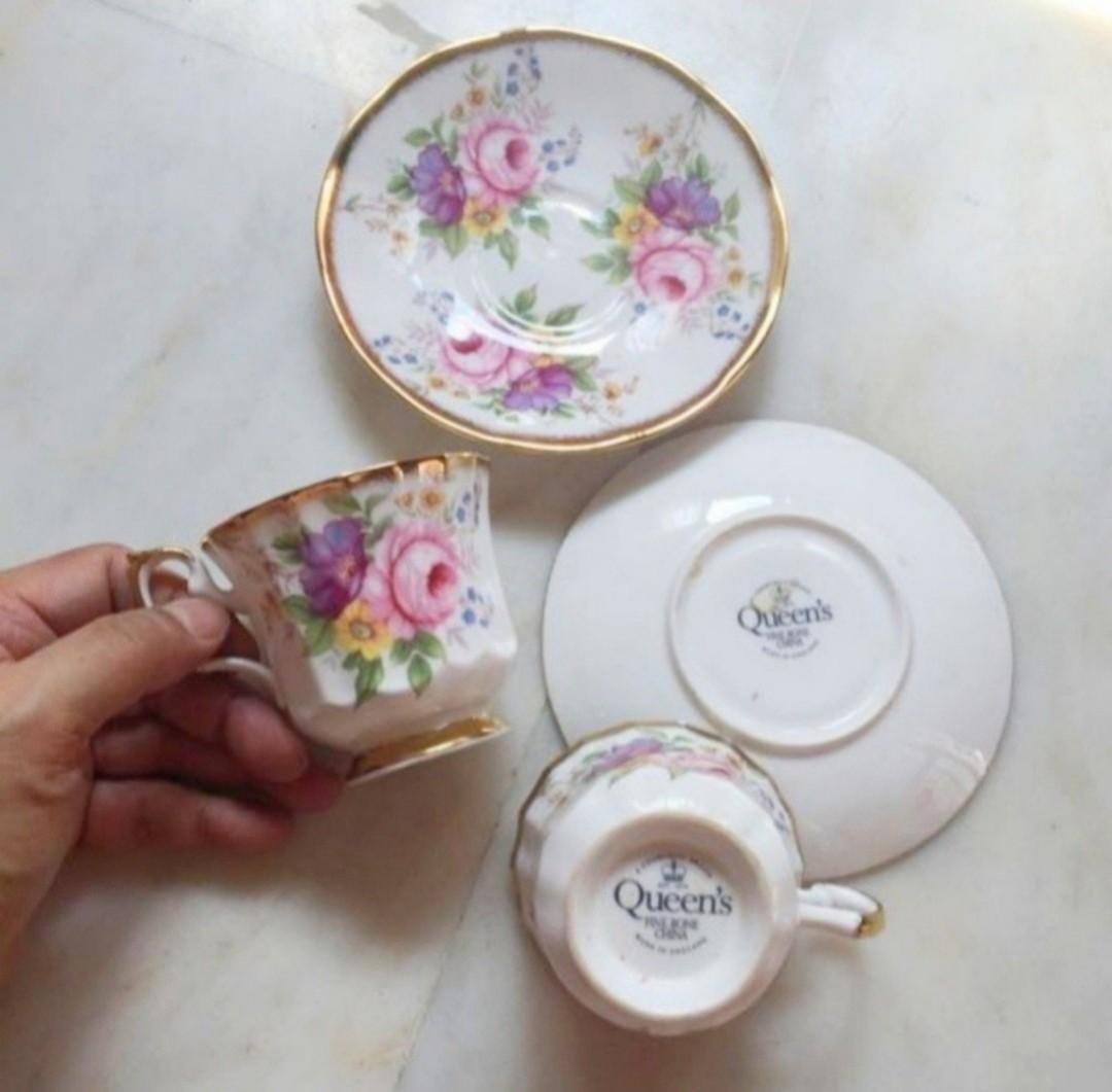 Queens fine bone china coffee cup and saucer, Furniture & Home Living