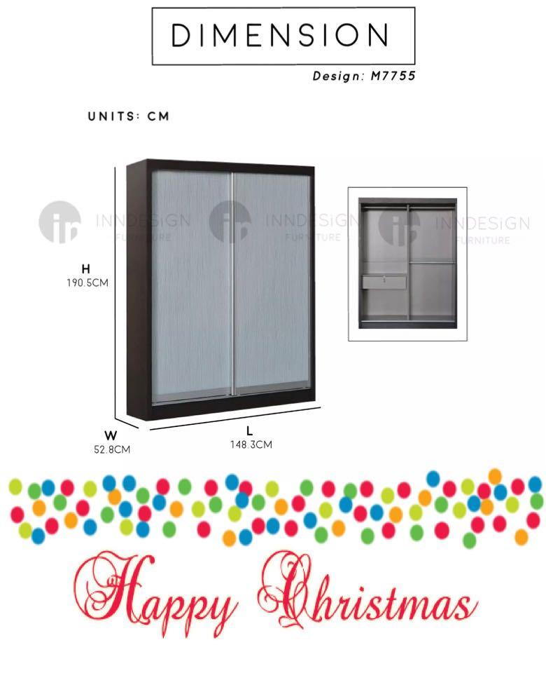 [READY STOCK] 4.8ft Sliding Wardrobe (Fully Assembled and Free Delivery