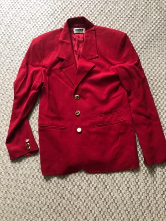 Red jacket with black and gold buttons Women s Fashion Coats
