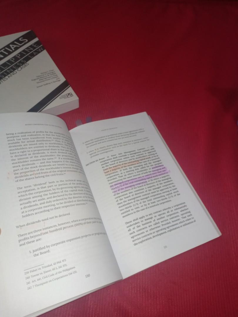 Revised Corporation Code of the Philippines (Category: Textbooks) located in Quezon City. Submitted by dalgidalgi26 (Listing ID 1129654602, Image 3). Description: Corp Law Good condition. With some highlights, tabs, and pencil writings. With plastic cover. Delivery fee shouldered by buyer. (Shipping from Q.C.) Delivery through: SSD, GogoXpress, Shopee Checkout Payment through: GCash, Paymaya, Shopee Checkout.